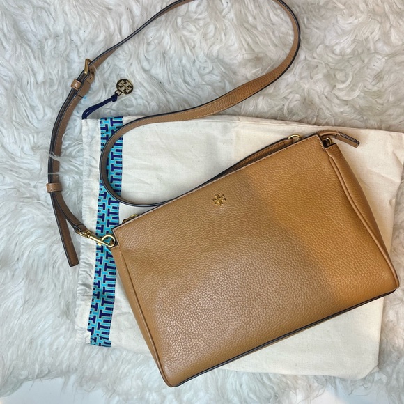 Tory Burch Robinson Crossbody Bag purse chestnut / tan brown  color - Picture 1 of 13